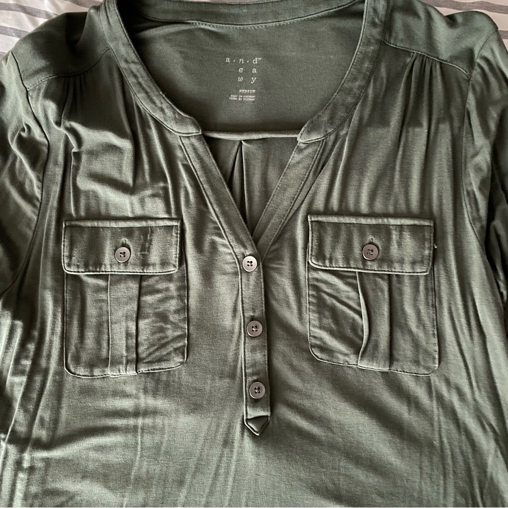 A New Day Green Henley Blouse